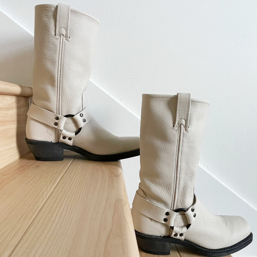 Frye Harness 12R Stone Leather Moto Boots New In Box NWT - Picture 5 of 14